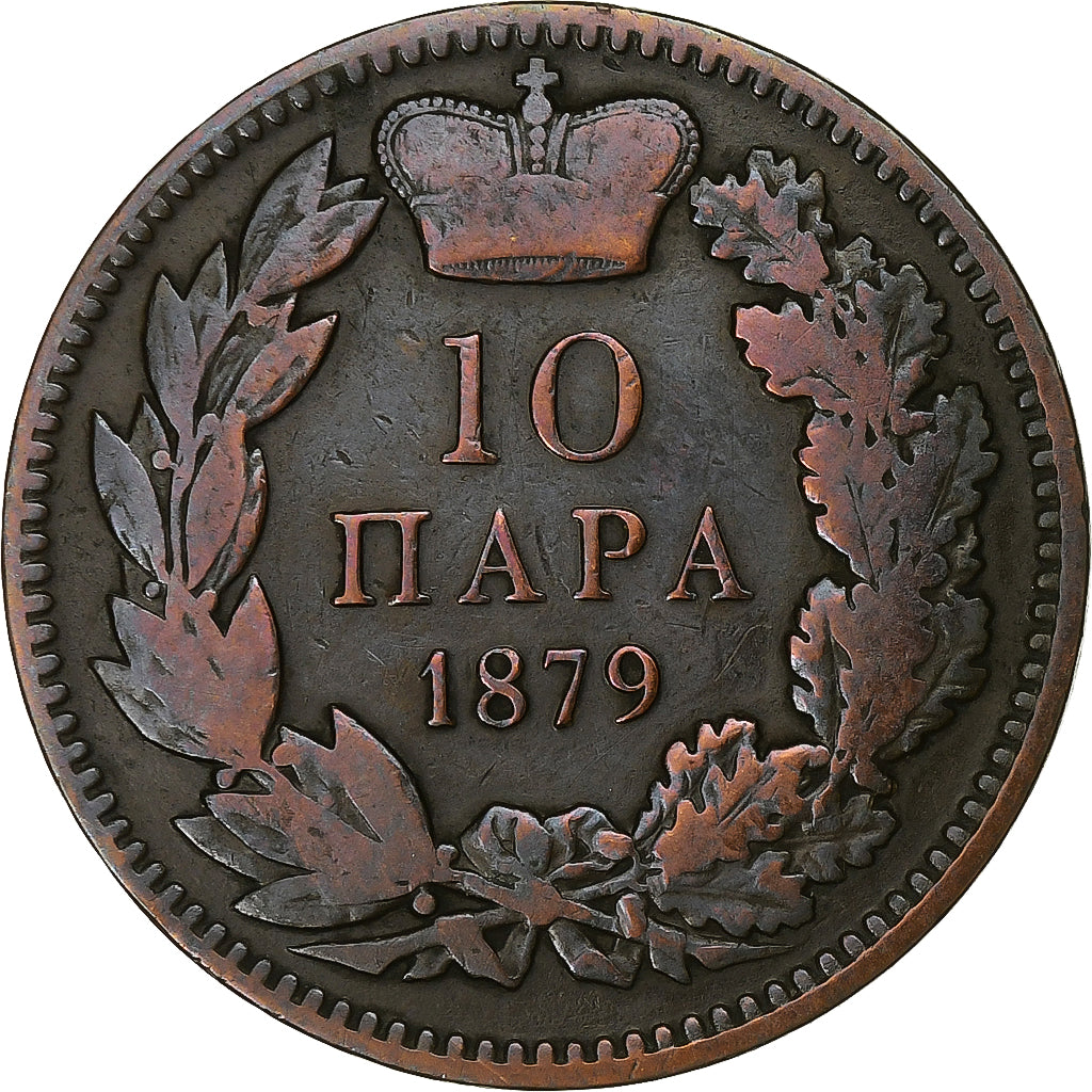 Servië, Milan Obrenović, 10 Para, 1879, Bronzen, FR+, KM:8