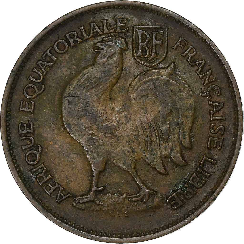 Kamerun, Franc, 1943, Pretoria, Brązowy, EF(40-45), KM:5