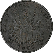 Inde britannique, Présidence de Madras, 5 Cash, 1803, Soho Mint, Bronze, TB+