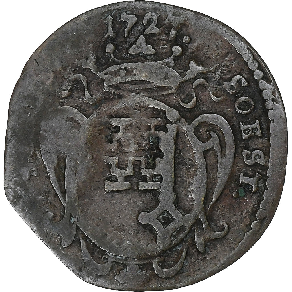 Germania, 3 Pfennig, 1727, Soest, Rame, MB+, KM:62
