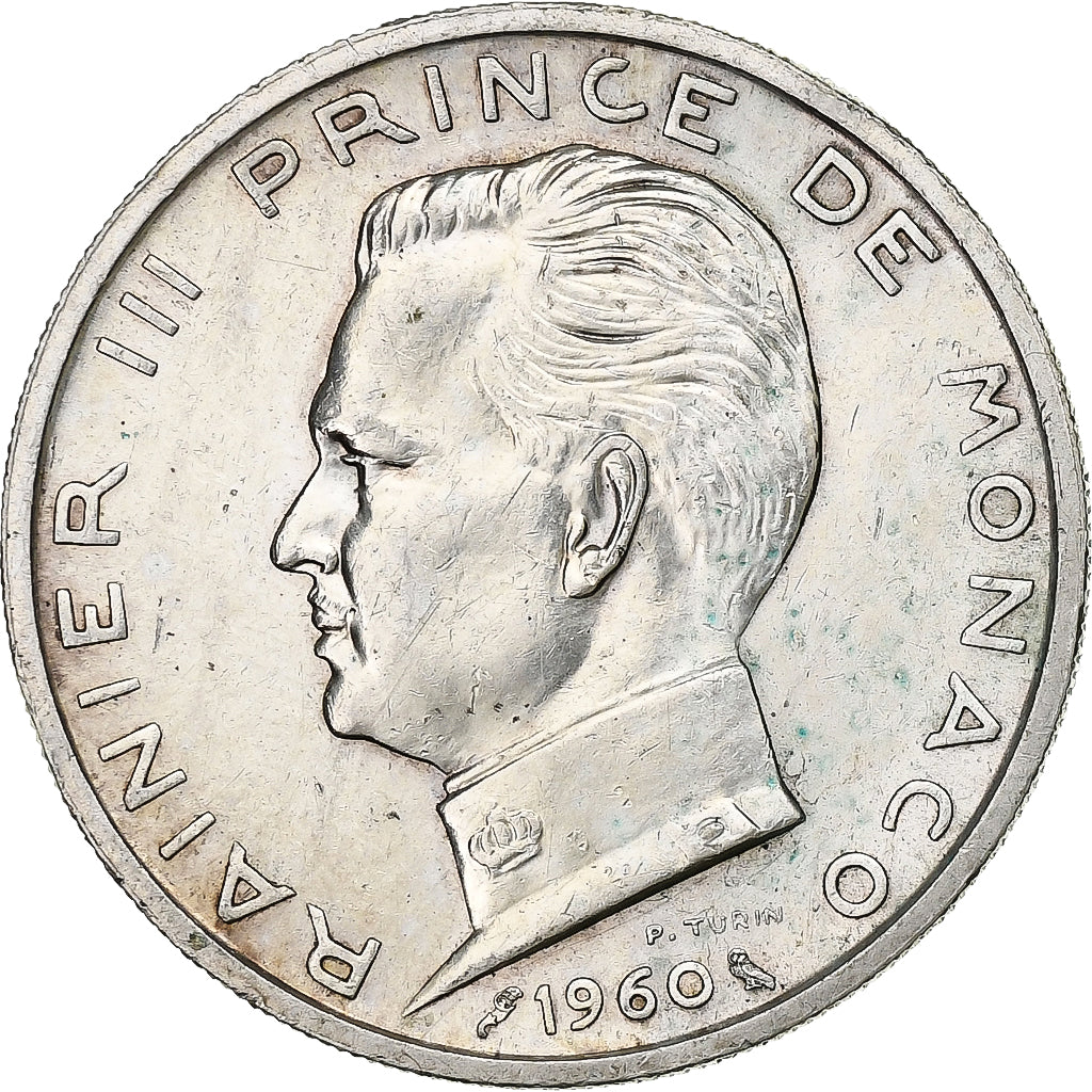 Monaco, Rainier III, 5 Francs, 1960, Monnaie de Paris, Silver, AU(50-53)