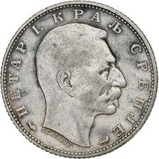 Serbia, Petar I, Dinar, 1915, Paris, Silver, VF(30-35), KM:25.3