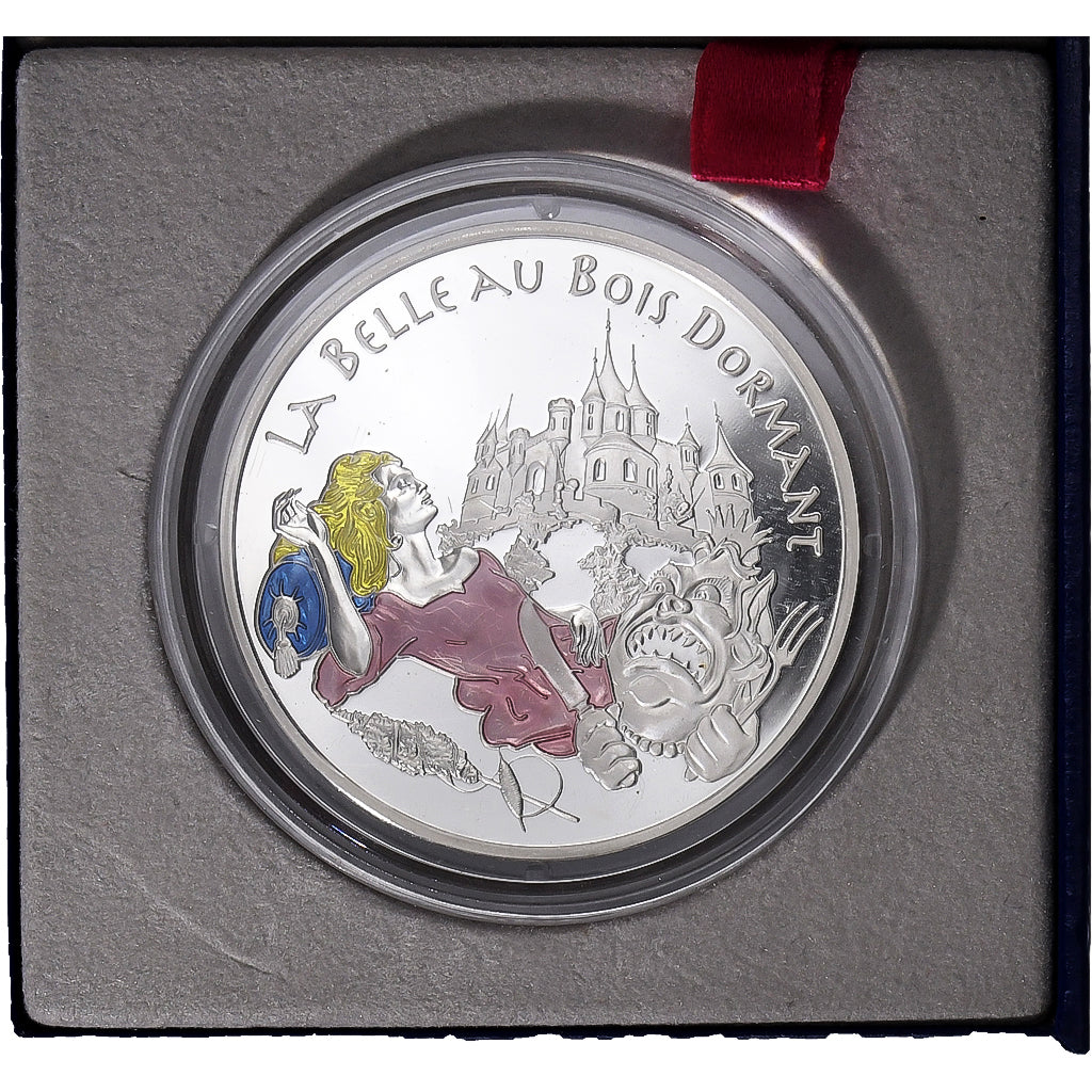 France, 1-1/2 Euro, La Belle au bois dormant, Proof, 2003, MDP, Silver