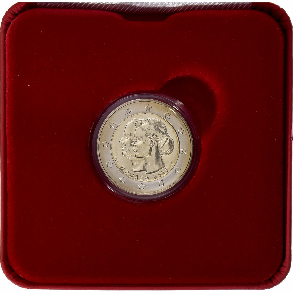 Monaco, 2 Euro, mariage princier, BU, 2011, MDP, Bi-Metallic, MS(65-70)