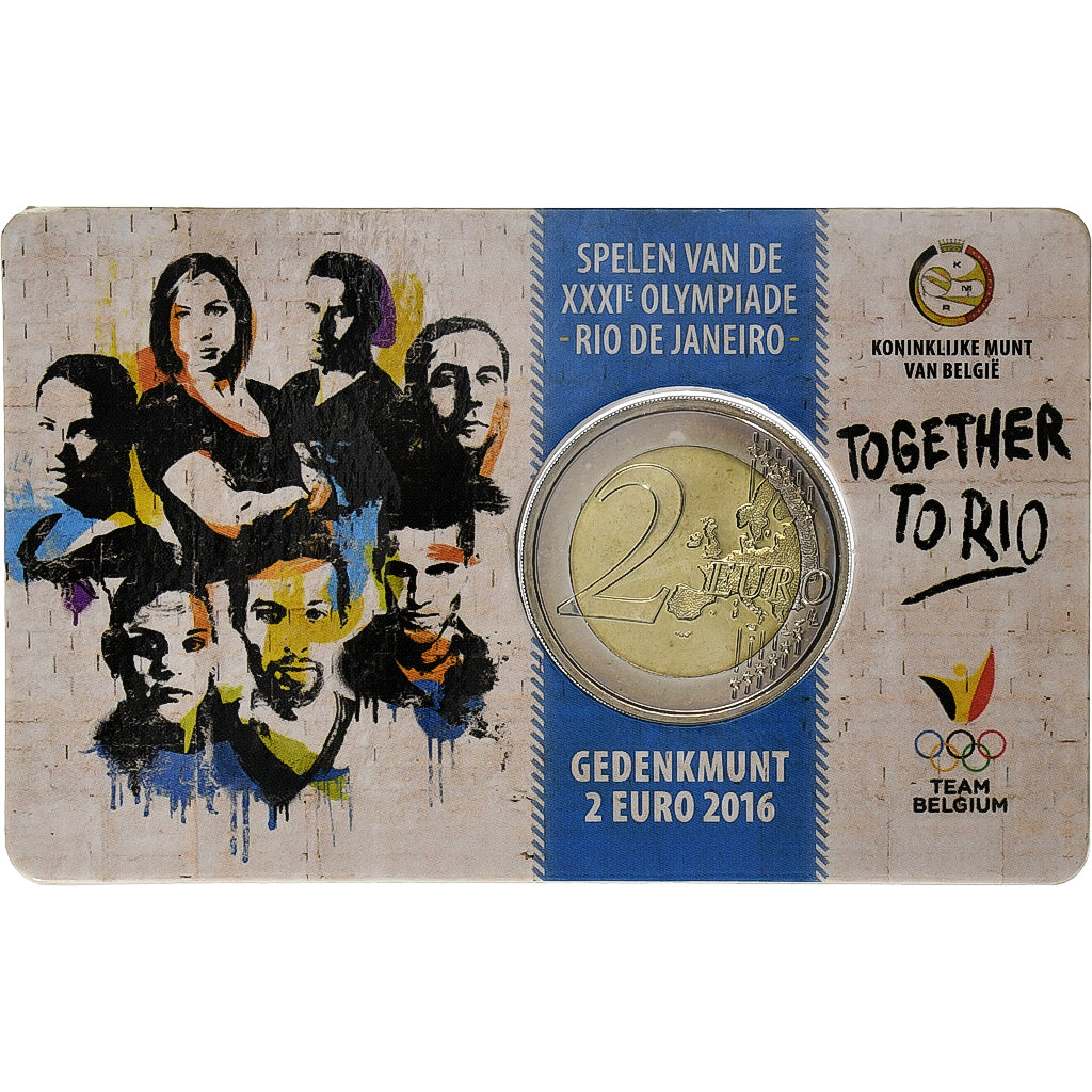 Belgium, 2 Euro, Summer Olympics Rio de Janeiro, 2016, Brussels, Bi-Metallic