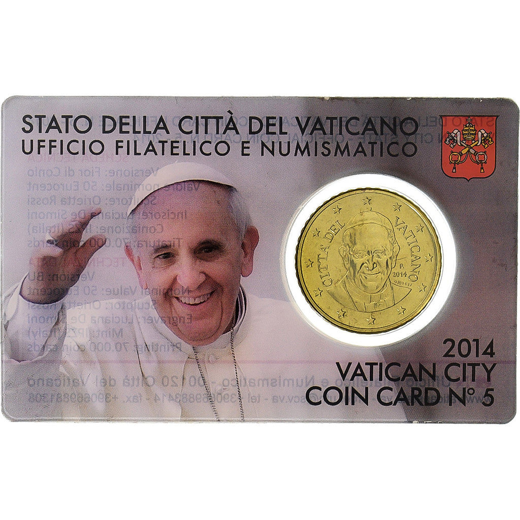 Vatican, Francis, 50 Euro Cent, 2014, Rome, Bi-Metallic, MS(65-70)