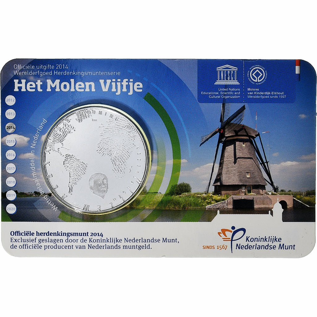 Paesi Bassi, Willem-Alexander, 5 Euro, Kinderdijk, 2014, Utrecht, Rame placcato