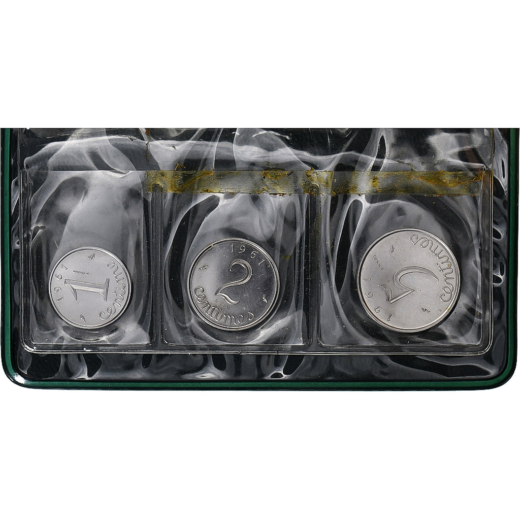 France, Coffret 1 ct., 2 cts. et 5 cts., Épi, 1961, Monnaie de Paris, Essais