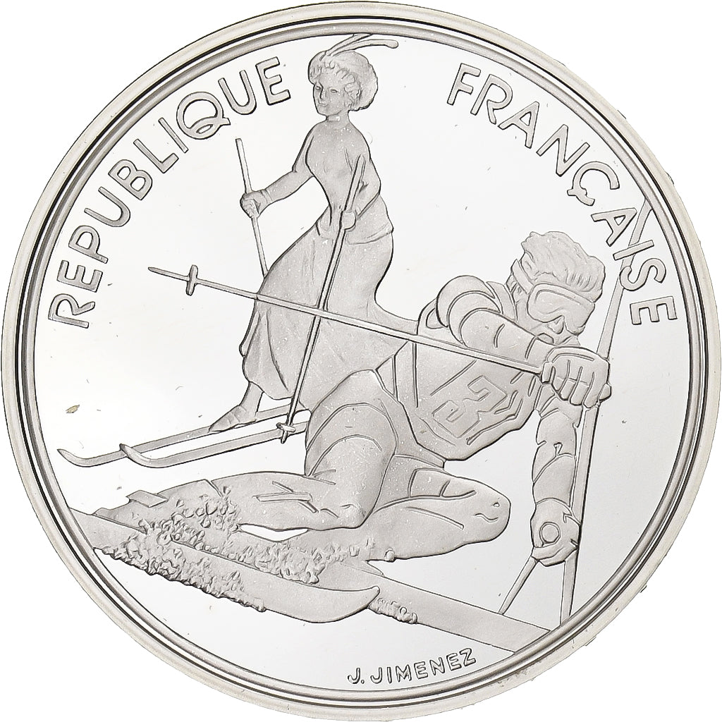 Francia, 100 Francs, Albertville - Slalom, 1990, Monnaie de Paris, Prueba