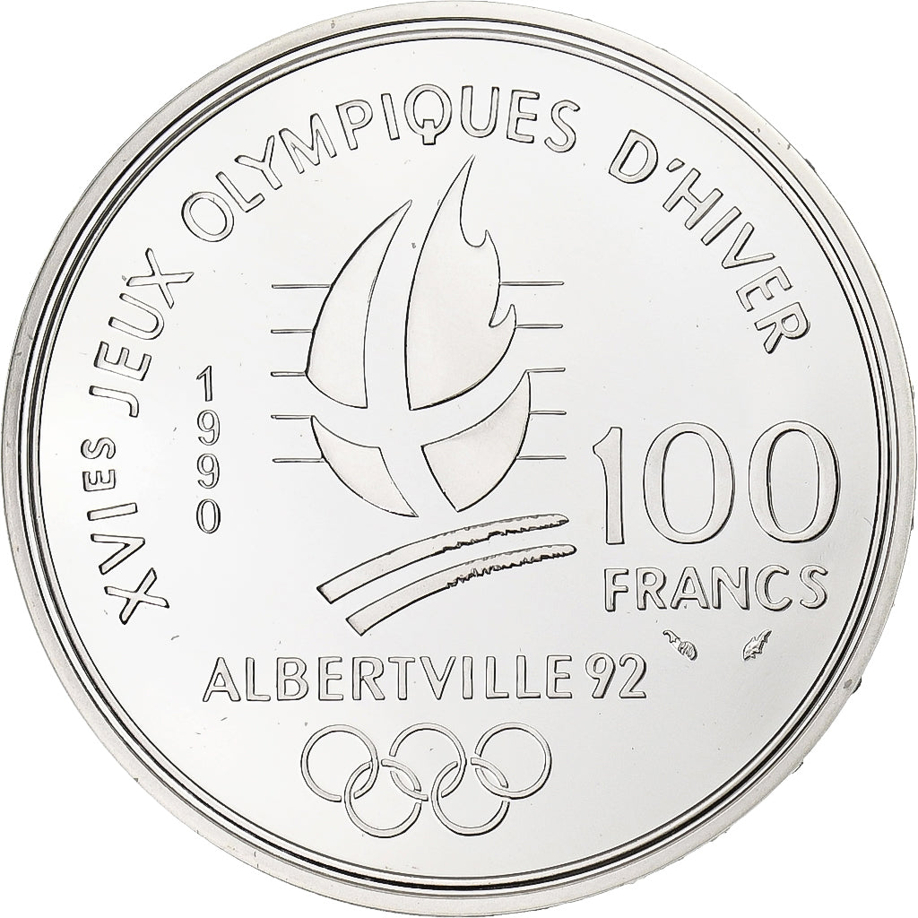 Francia, 100 Francs, Albertville - Slalom, 1990, Monnaie de Paris, Prueba