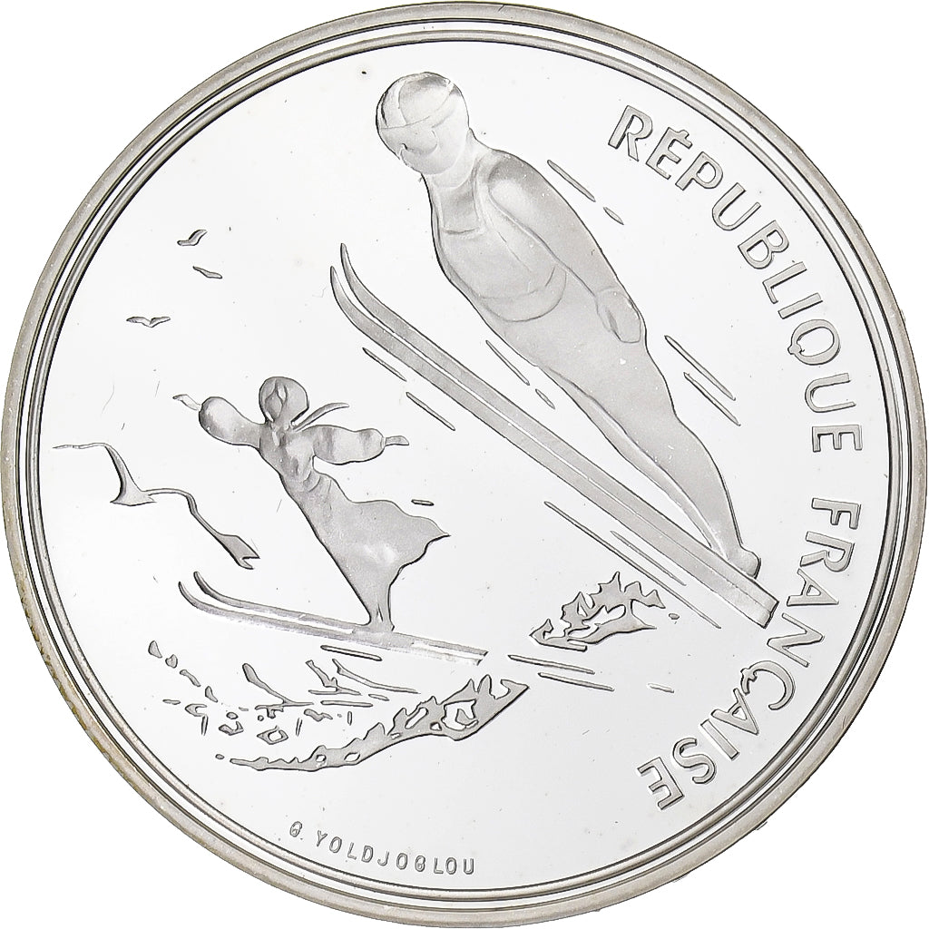 Frankrijk, 100 Francs, Albertville - Saut à ski, 1991, Monnaie de Paris, Proof