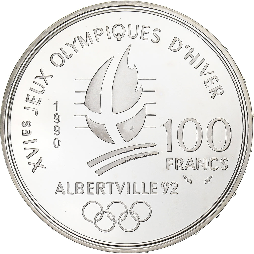 France, 100 Francs, Albertville - Patinage de vitesse, 1990, Monnaie de Paris
