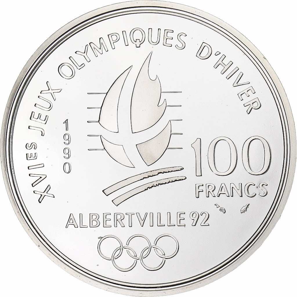 Francja, 100 Francs, Albertville - Ski acrobatique, 1990, Monnaie de Paris