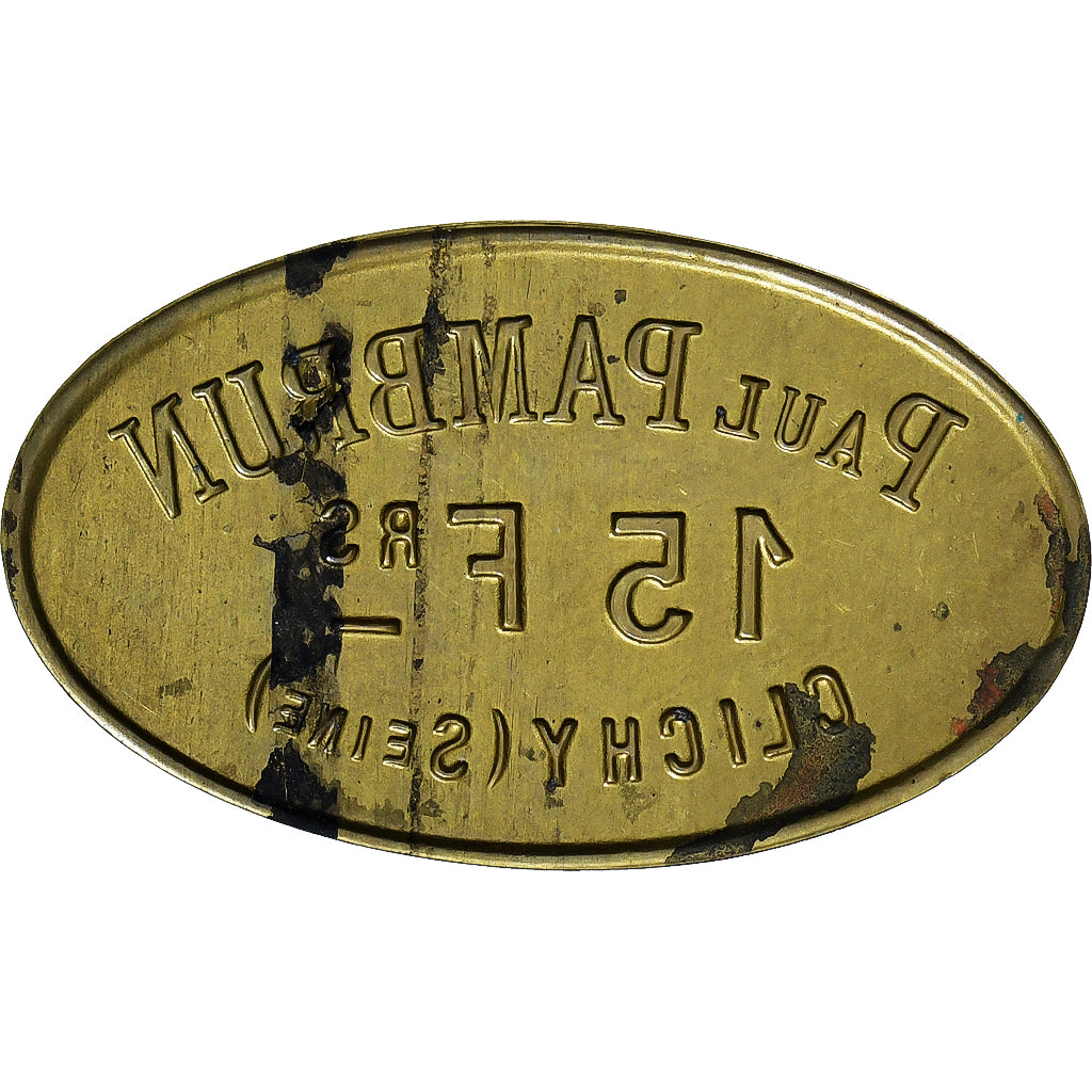 Francja, Épicerie Paul Pambrun, Clichy, 15 Francs, AU(55-58), Mosiądz