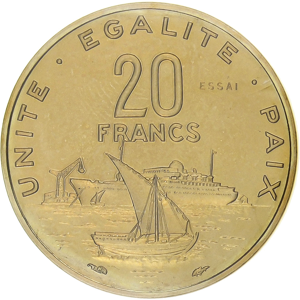 Djibouti, 20 Francs, 1977, Monnaie de Paris, Pattern, Aluminum-Bronze
