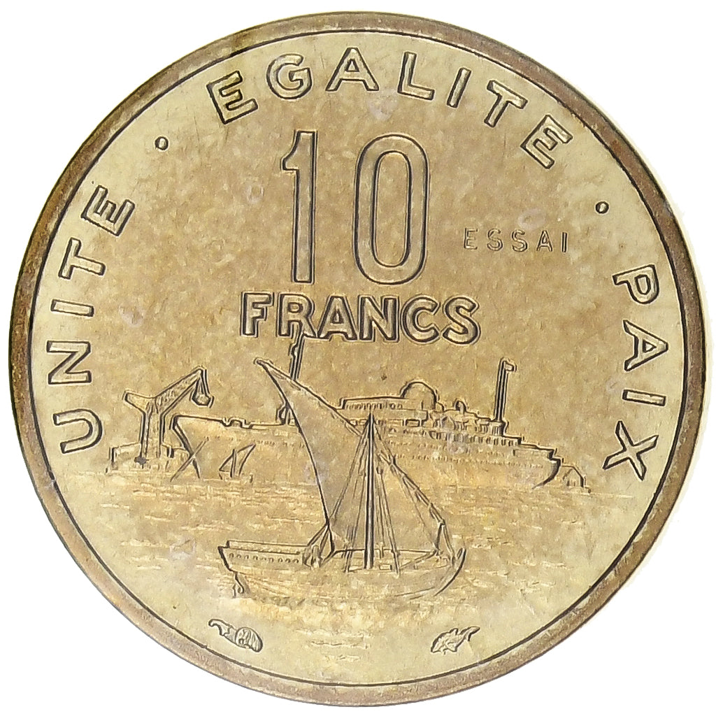 Djibouti, 10 Francs, 1977, Monnaie de Paris, Pattern, Aluminum-Bronze