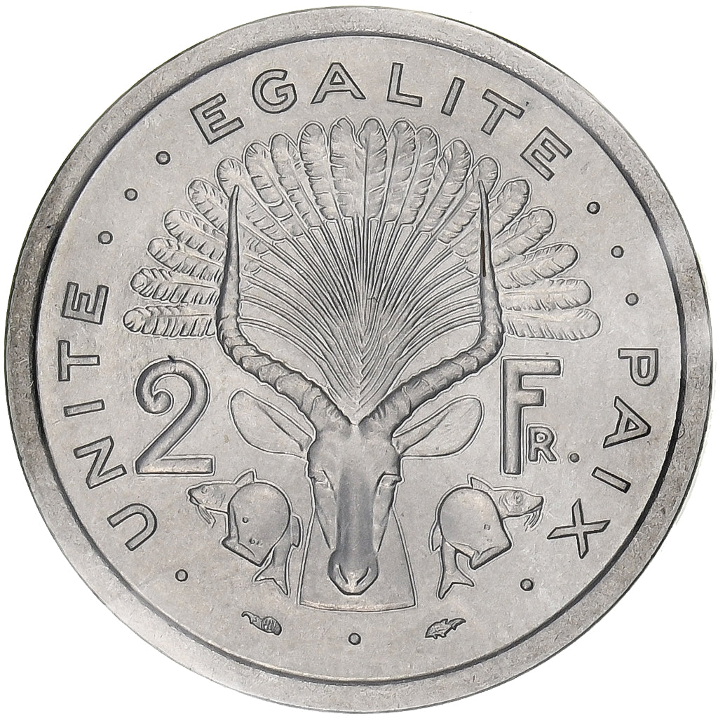 Djibouti, 2 Francs, 1977, Monnaie de Paris, Pattern, Aluminum, MS(65-70), KM:21