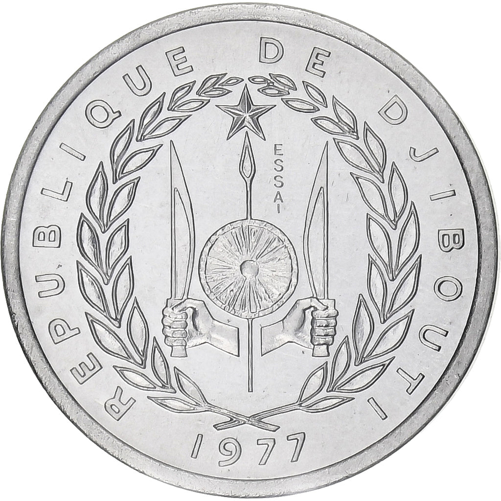 Djibouti, Franc, 1977, Monnaie de Paris, Pattern, Aluminum, MS(65-70), KM:20