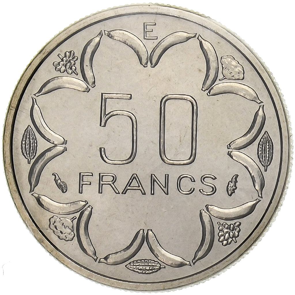 Państwa Afryki Środkowej, 50 Francs, 1976, Monnaie de Paris, Pattern, Nikiel