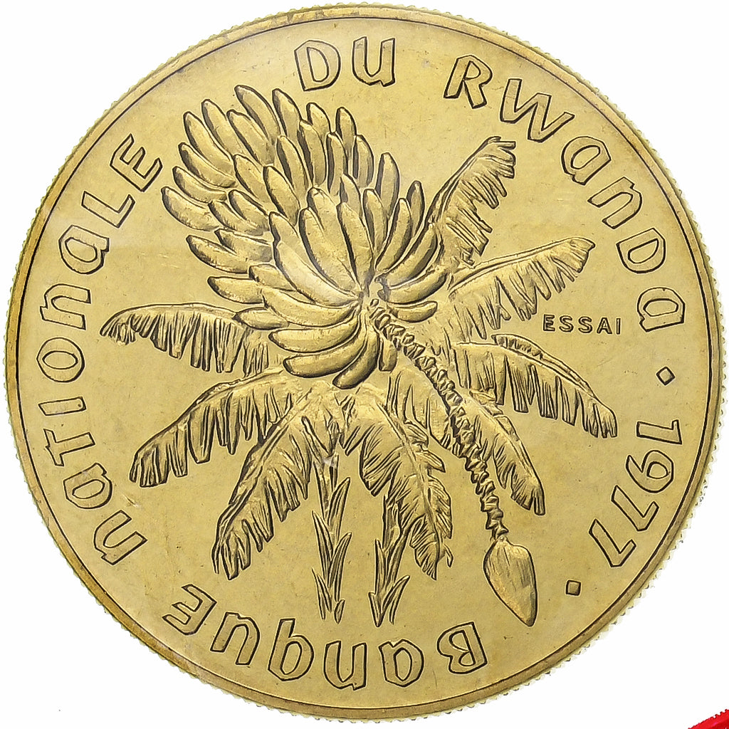 Ruanda, 20 Francs, 1977, Monnaie de Paris, Pattern, Mosiądz, MS(65-70), KM:15