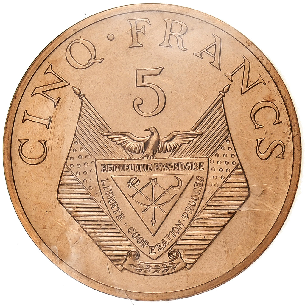 Ruanda, 5 Francs, 1977, Monnaie de Paris, Pattern, Brązowy, MS(65-70), KM:13