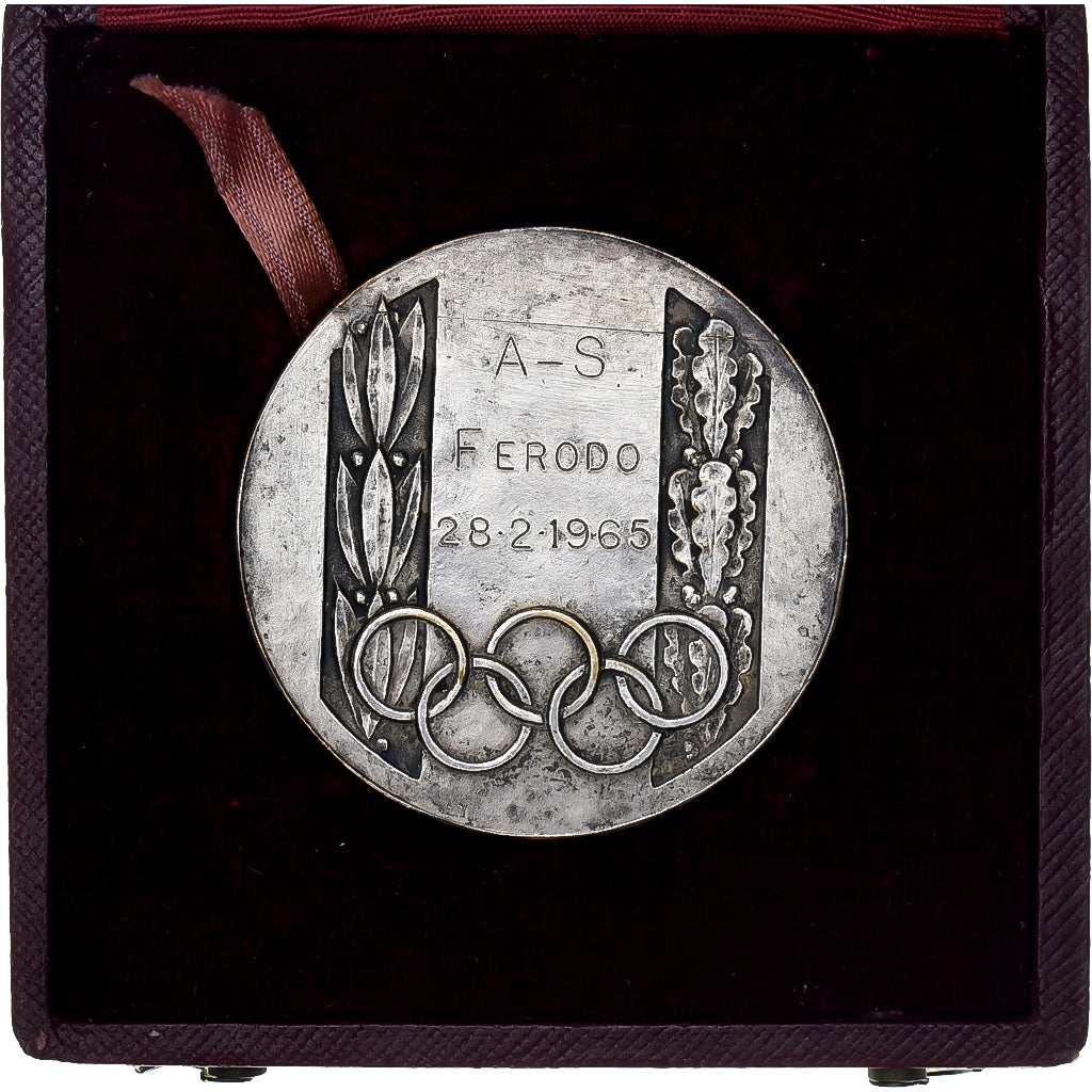 France, Medal, Tennis de Table, 1965, Silvered bronze, AU(55-58)