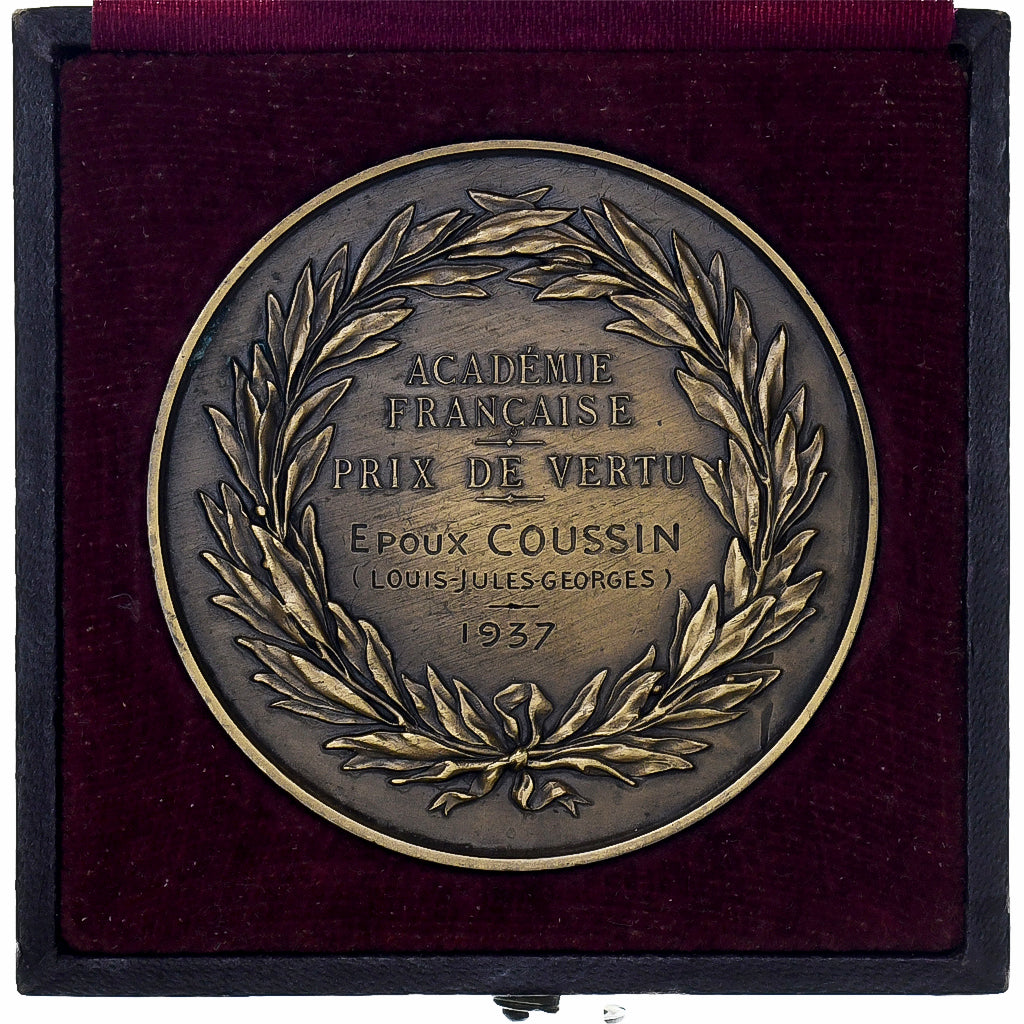 Francja, medal, Académie Française, Prix de Vertu, 1937, Brązowy, Gayrard