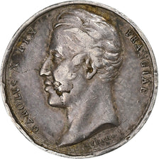 France, Quinaire, Charles X, Sacre à Reims, 1825, Silver, VF(30-35)