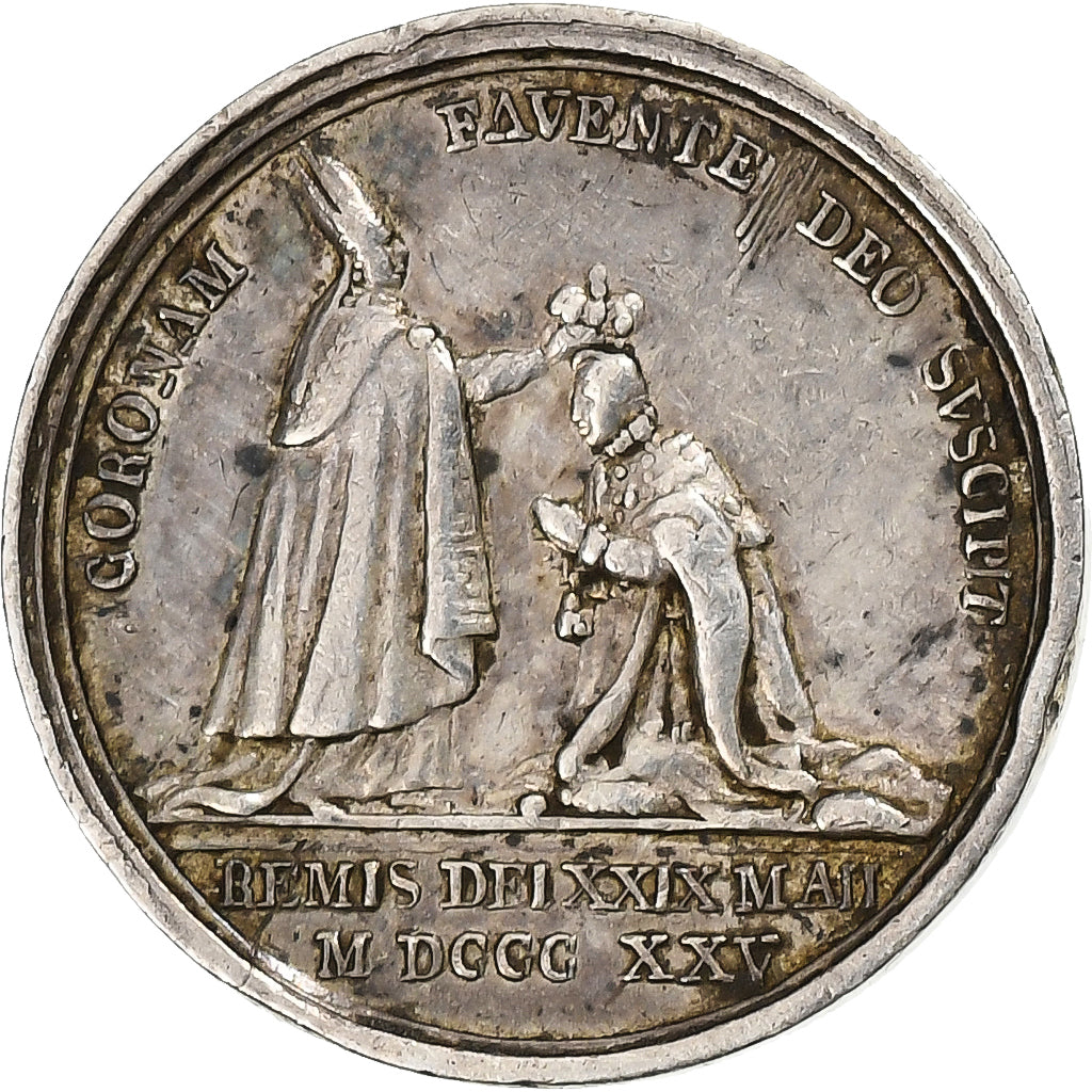 France, Quinaire, Charles X, Sacre à Reims, 1825, Silver, VF(30-35)