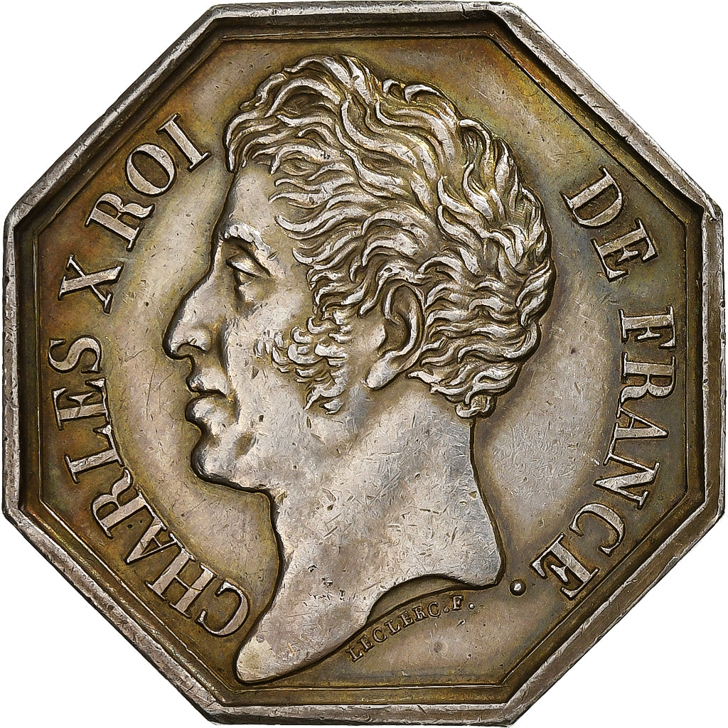 France, Jeton, Charles X, Syndicat des receveurs généraux, 1825, Argent, SUP