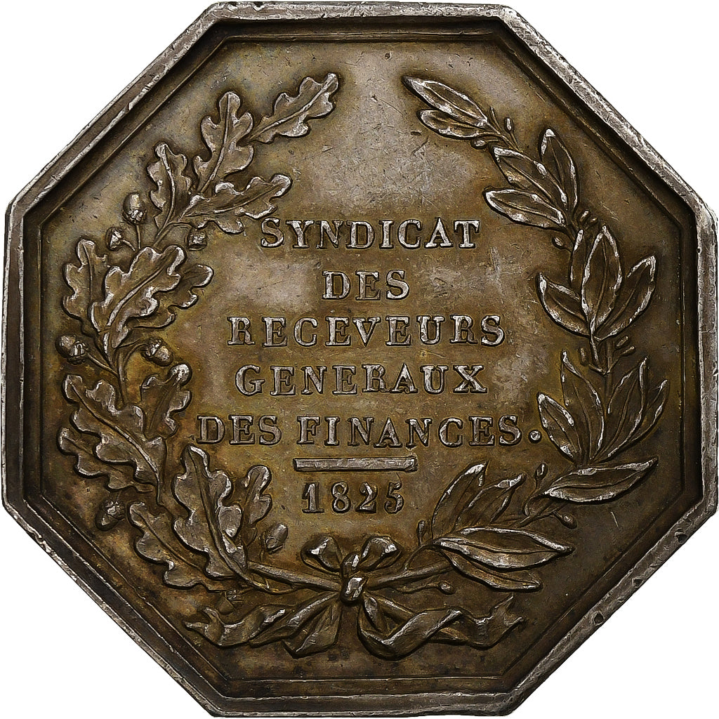 France, Jeton, Charles X, Syndicat des receveurs généraux, 1825, Argent, SUP