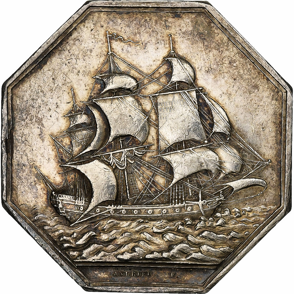 Francja, Token, Chambre de commerce de Paris, 1803, Srebro, Andrieu, AU(55-58)