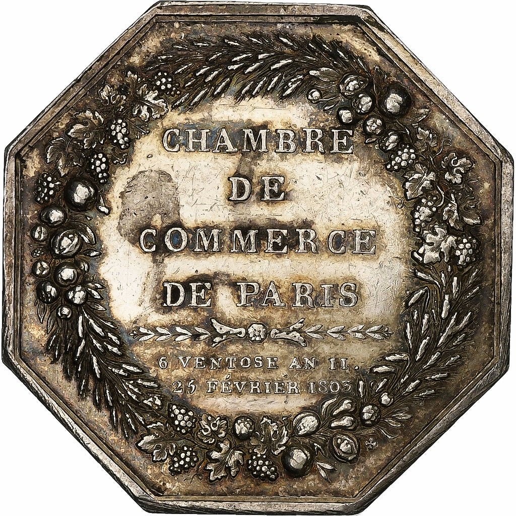 Francja, Token, Chambre de commerce de Paris, 1803, Srebro, Andrieu, AU(55-58)