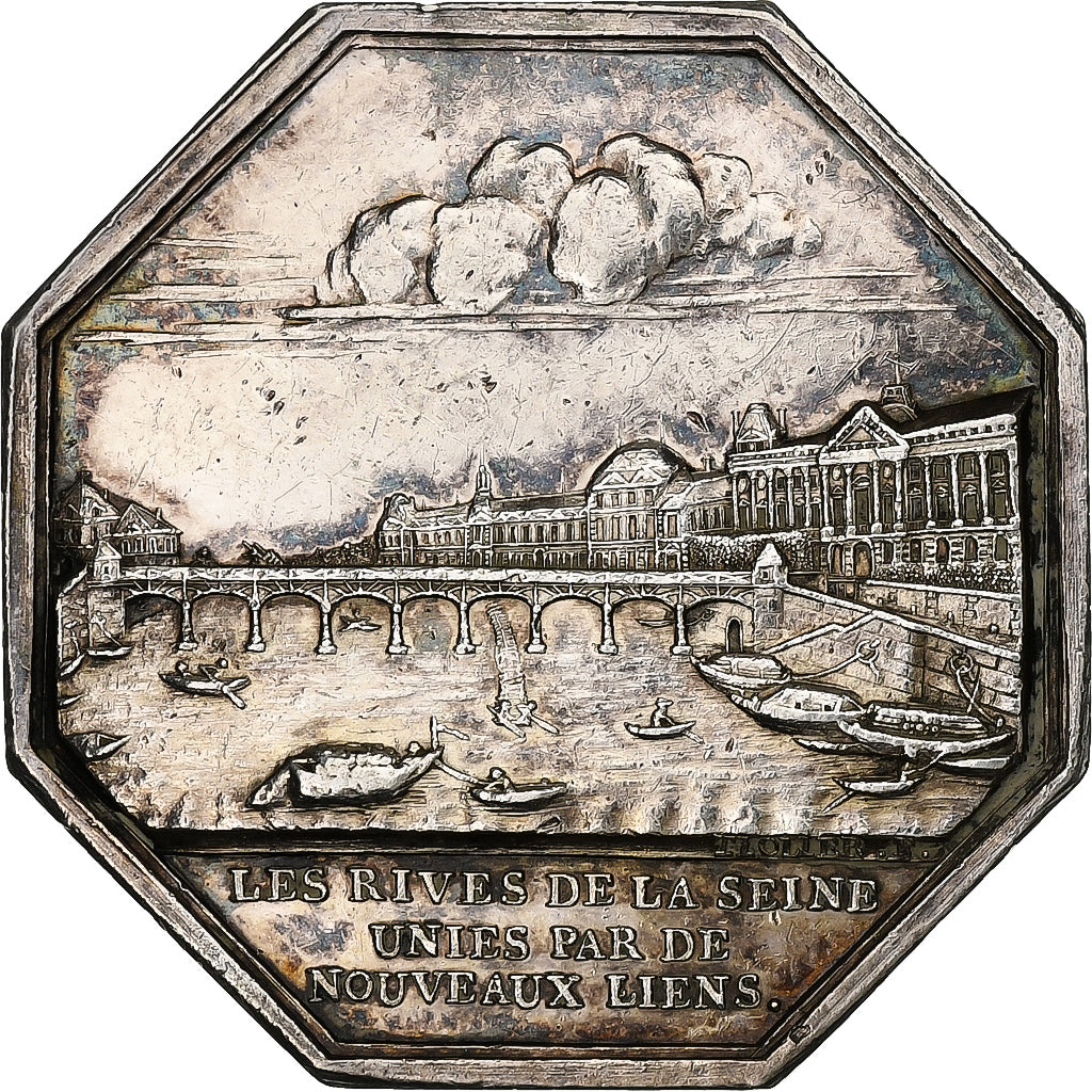 Francia, zeton, Les trois ponts en fer sur la Seine, 1800, Plata, Tiolier, EBC