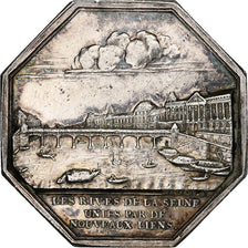 Francia, zeton, Les trois ponts en fer sur la Seine, 1800, Plata, Tiolier, EBC