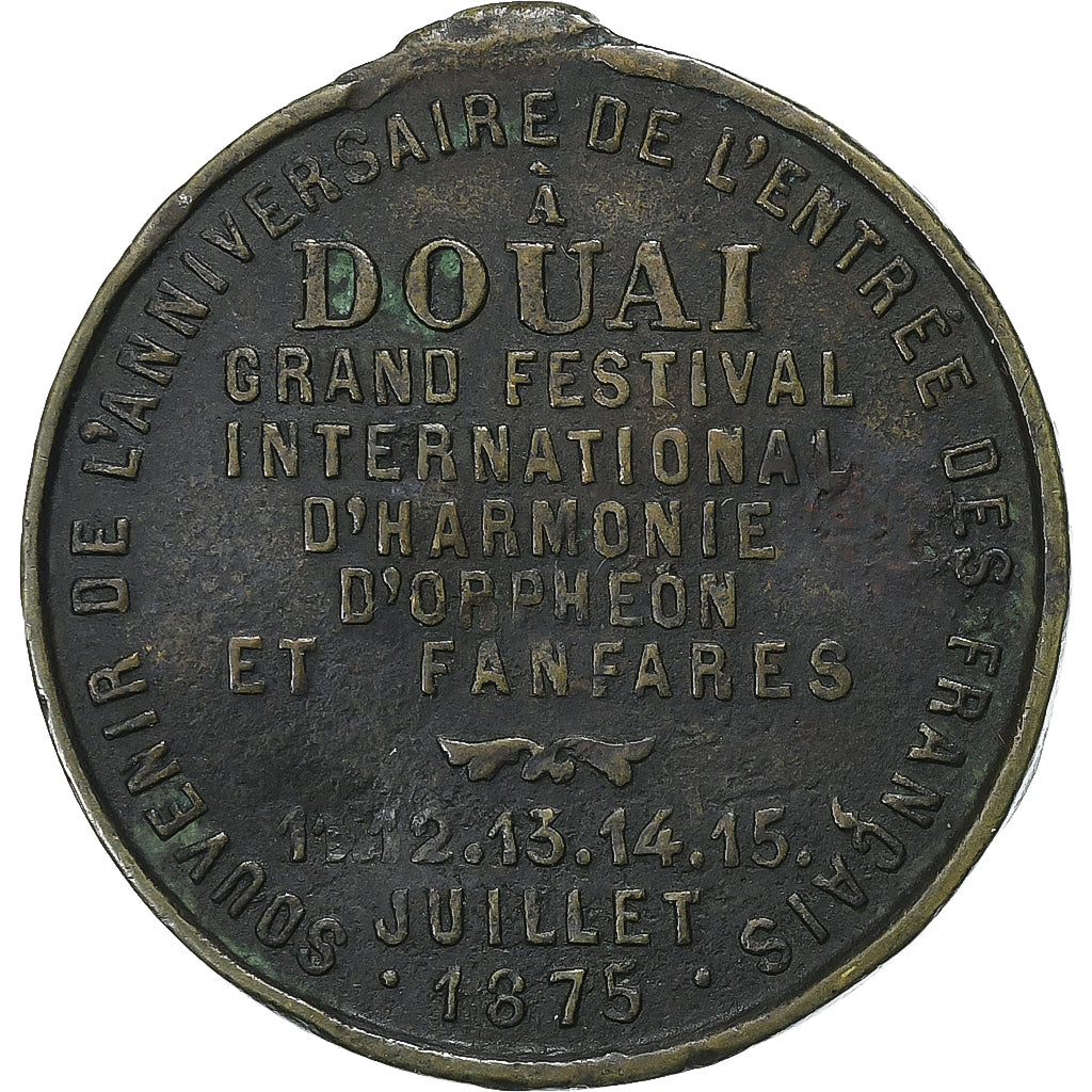 Francia, medaglia, Ville de Douai, festival international d'harmonie, 1875
