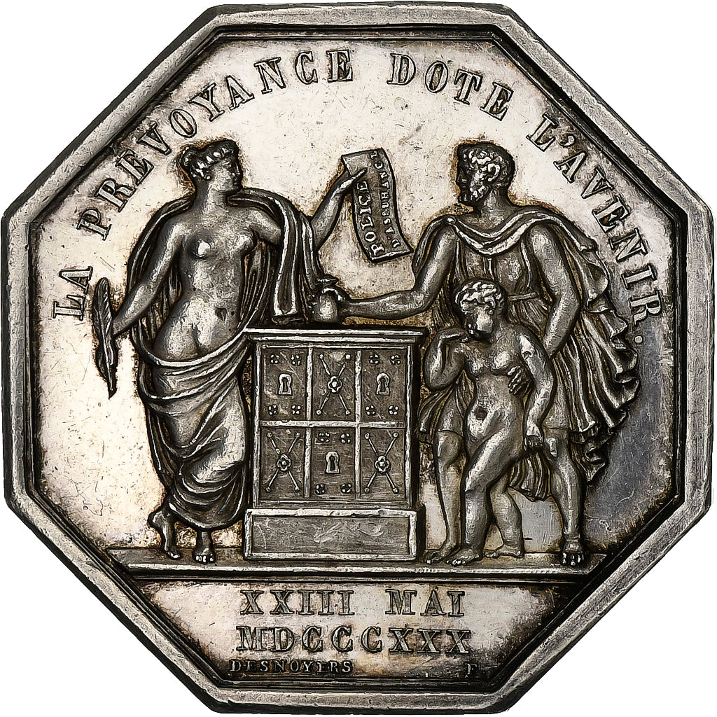 France, Token, Compagnie royale d'assurances à Paris, 1830, Silver, Desnoyers