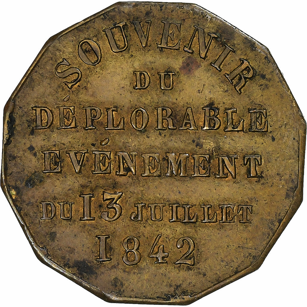 Francia, ficha, Duc d'Orléans, 1842, Rame, BB+