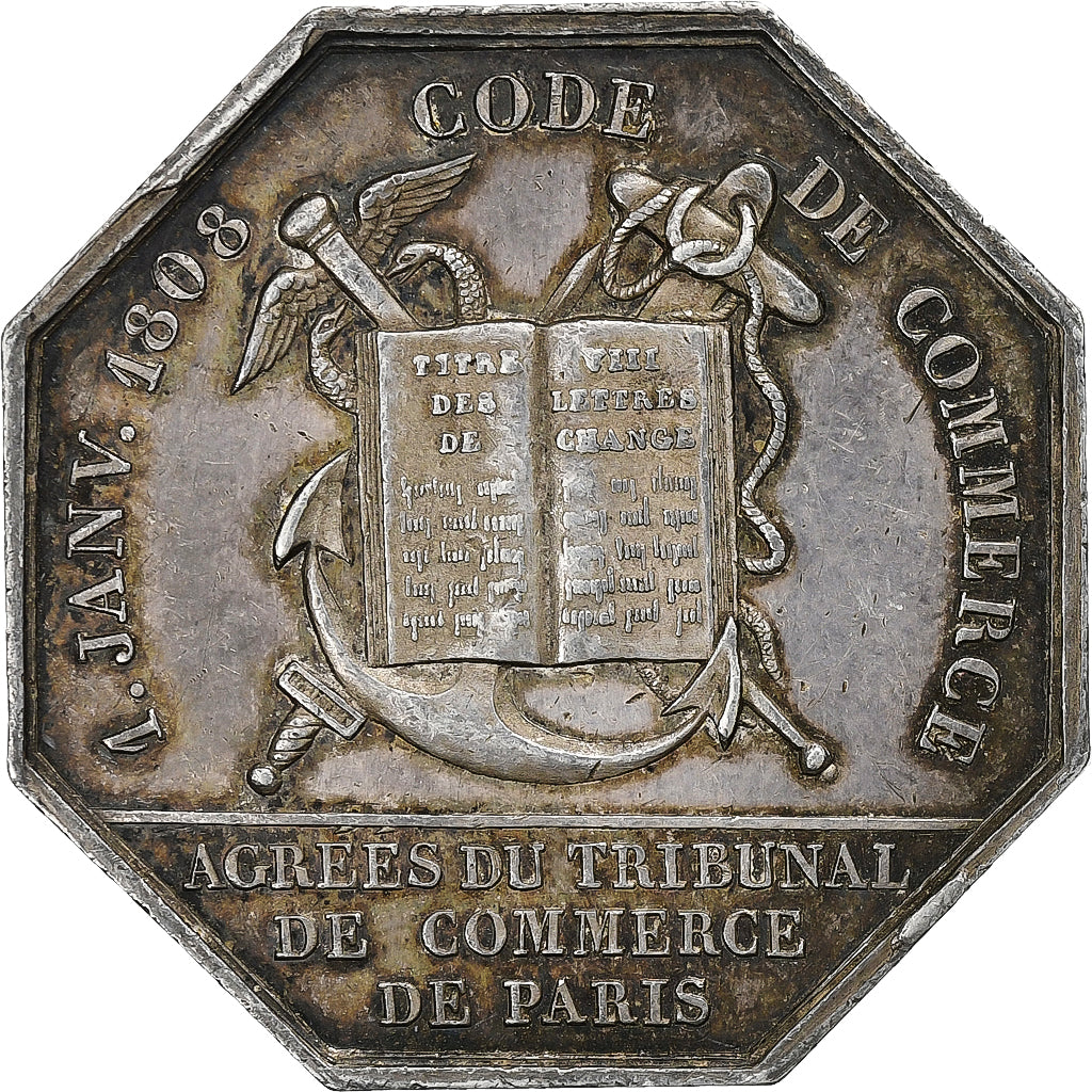 France, Jeton, Michel de L'Hospital, Code de commerce, 1808, Argent, SUP, Borrel