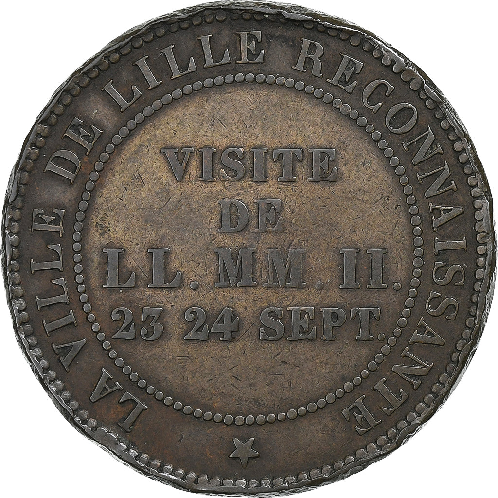 Francia, ficha, Napoléon III, Visite de Napoléon III à Lille, 1853, Rame, MB+