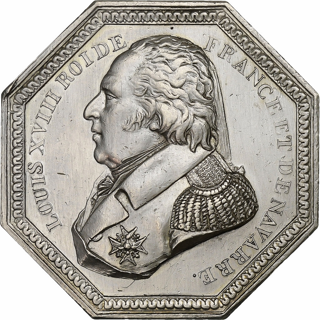 Francia, zeton, Louis XVIII, Agréés du Tribunal de Commerce de Paris, Plata