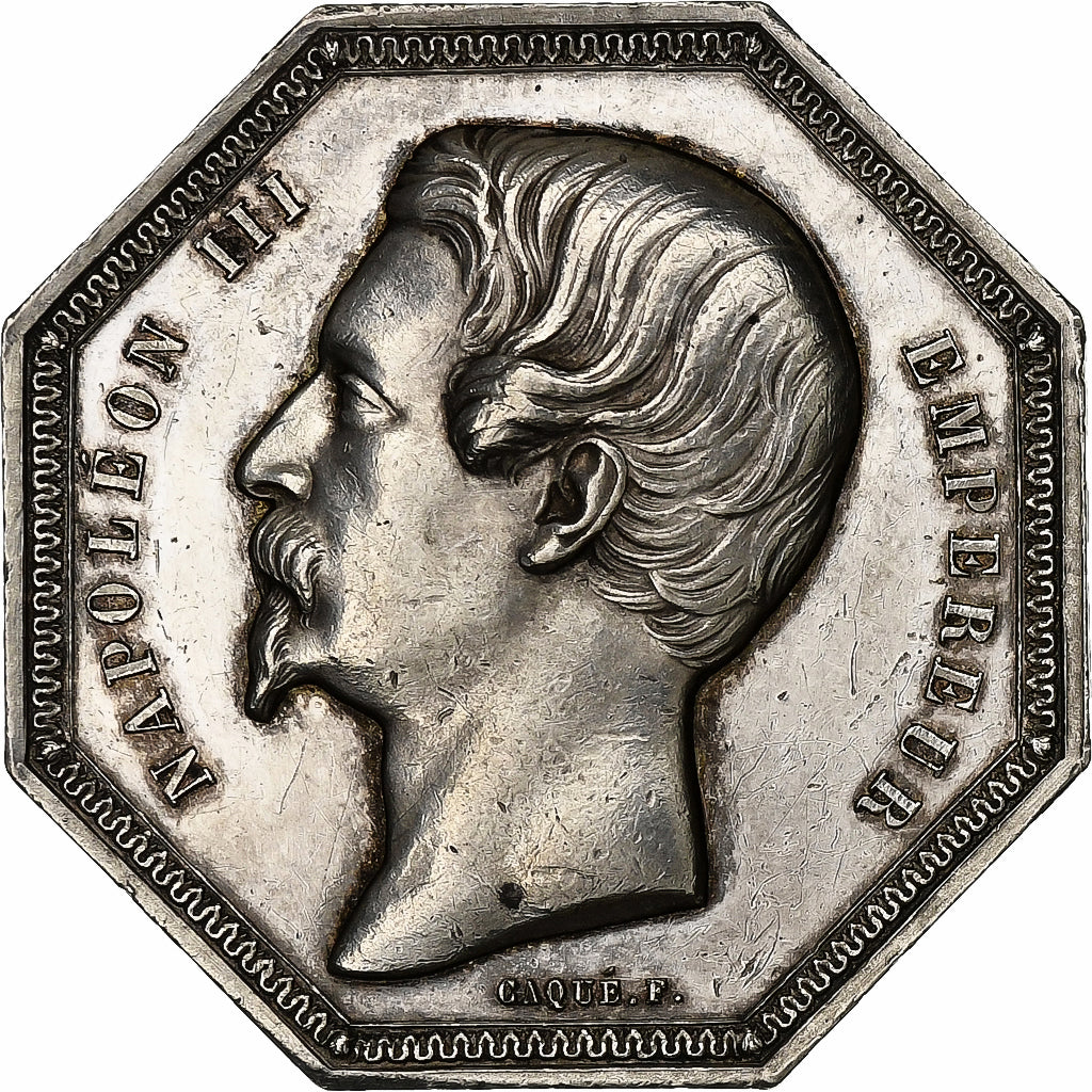 France, Token, Napoléon III, Agents de Change de Paris, 1853, Silver, Caqué