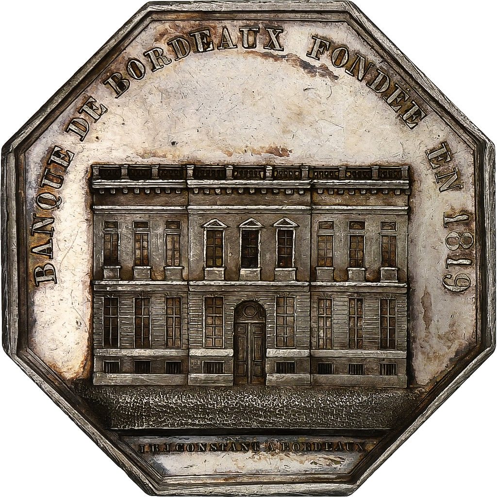 France, Token, Banque de Bordeaux, 1819, Silver, Constant, AU(55-58)