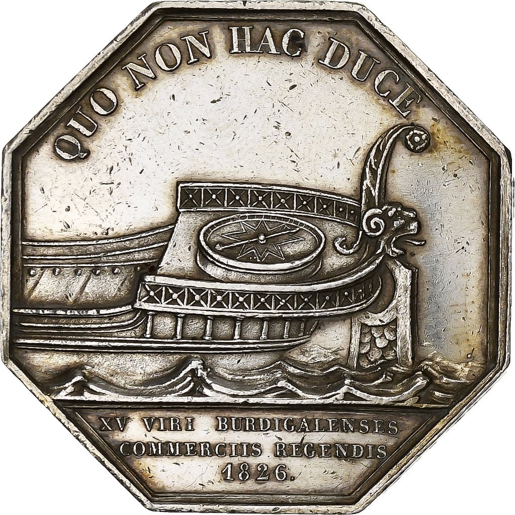 Francja, Token, Karol X, Chambre de Commerce de Bordeaux, 1826, Srebro, Barre