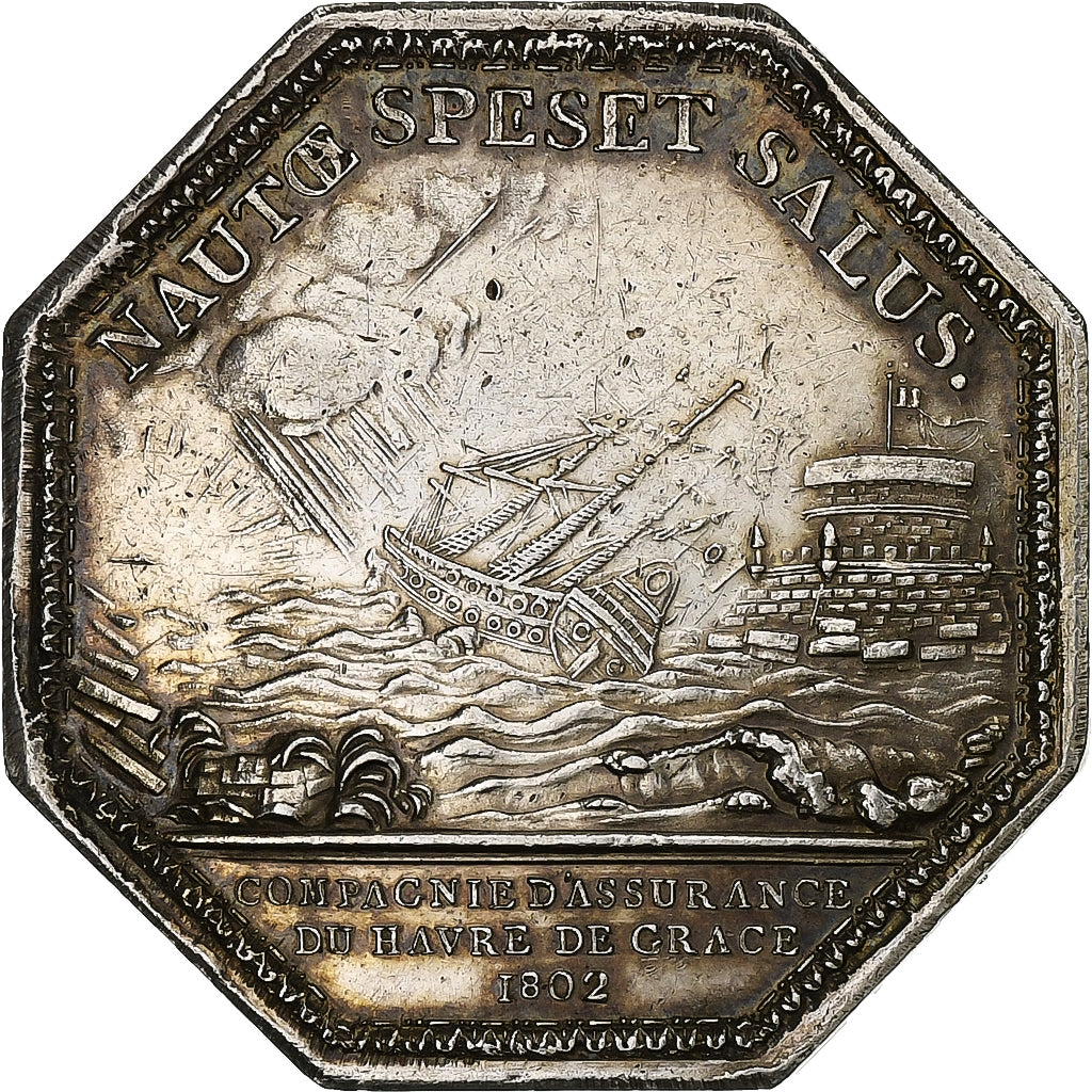 Francia, ficha, Compagnie d’assurance du Havre, 1802, Argento, BB+