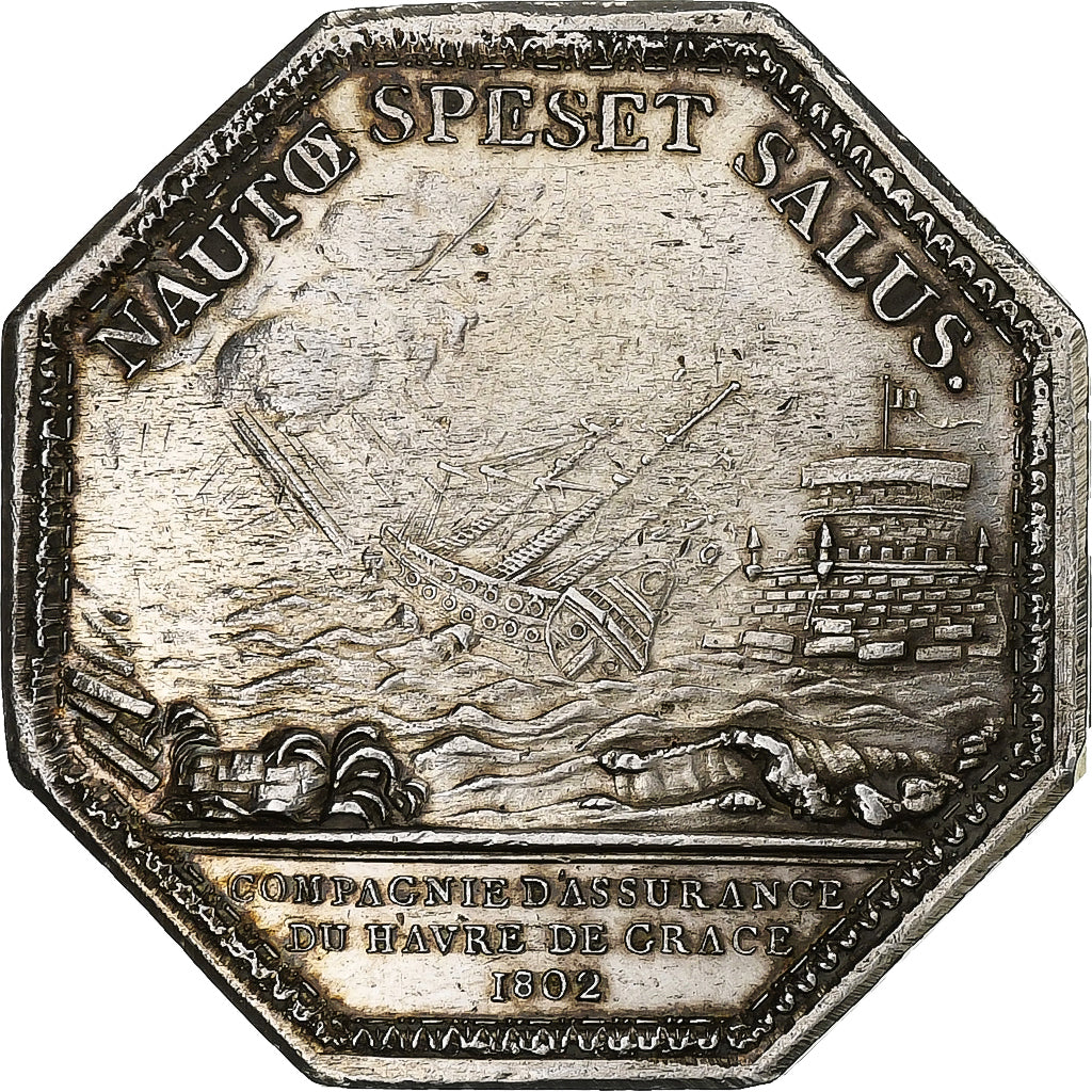 França, Token, Compagnie d’assurance du Havre, 1802, Prata, AU(50-53)