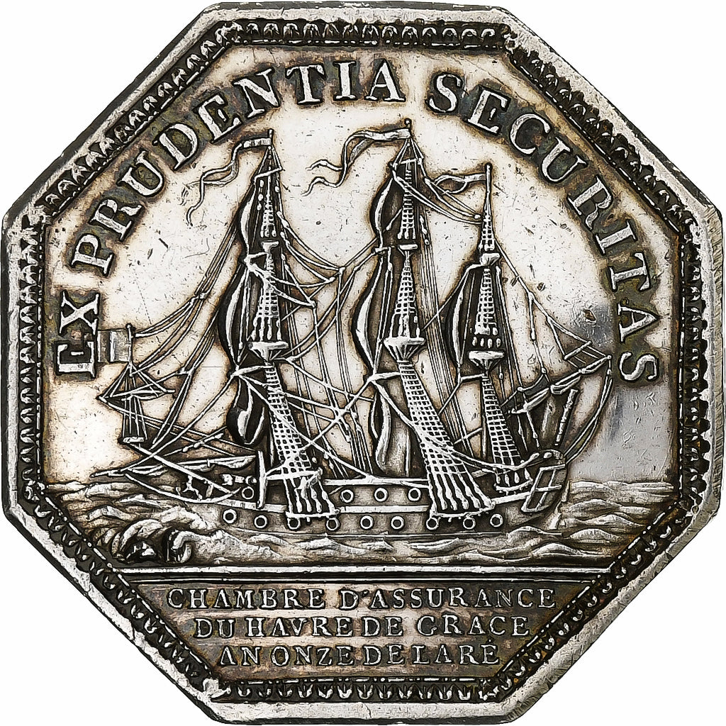 França, Token, Compagnie d’assurance du Havre, 1802, Prata, AU(50-53)