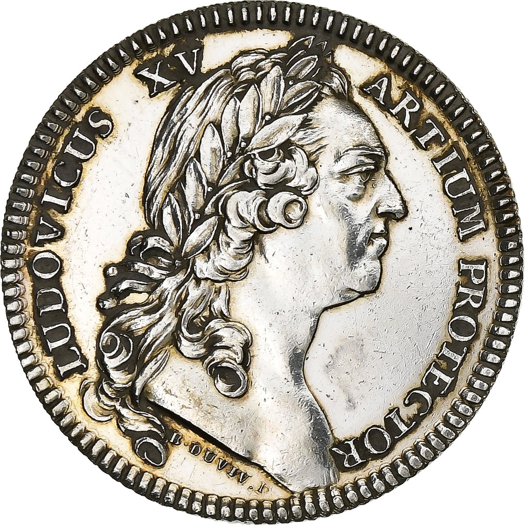 France, Token, Louis XV, Etats de Bretagne, 1756, Silver, Restrike, AU(55-58)