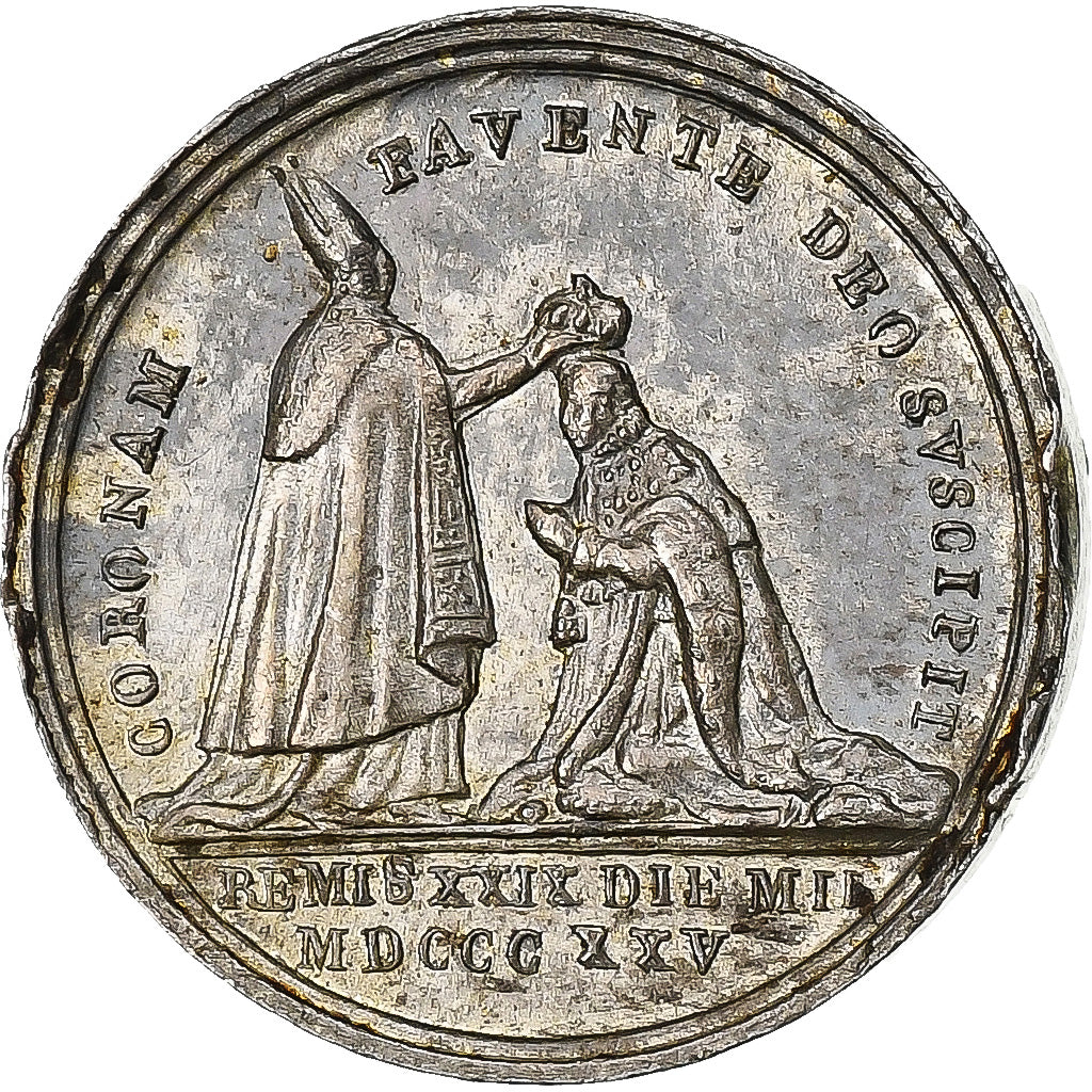 France, Quinaire, Charles X, Sacre à Reims, 1825, Silver, Gayrard, AU(50-53)