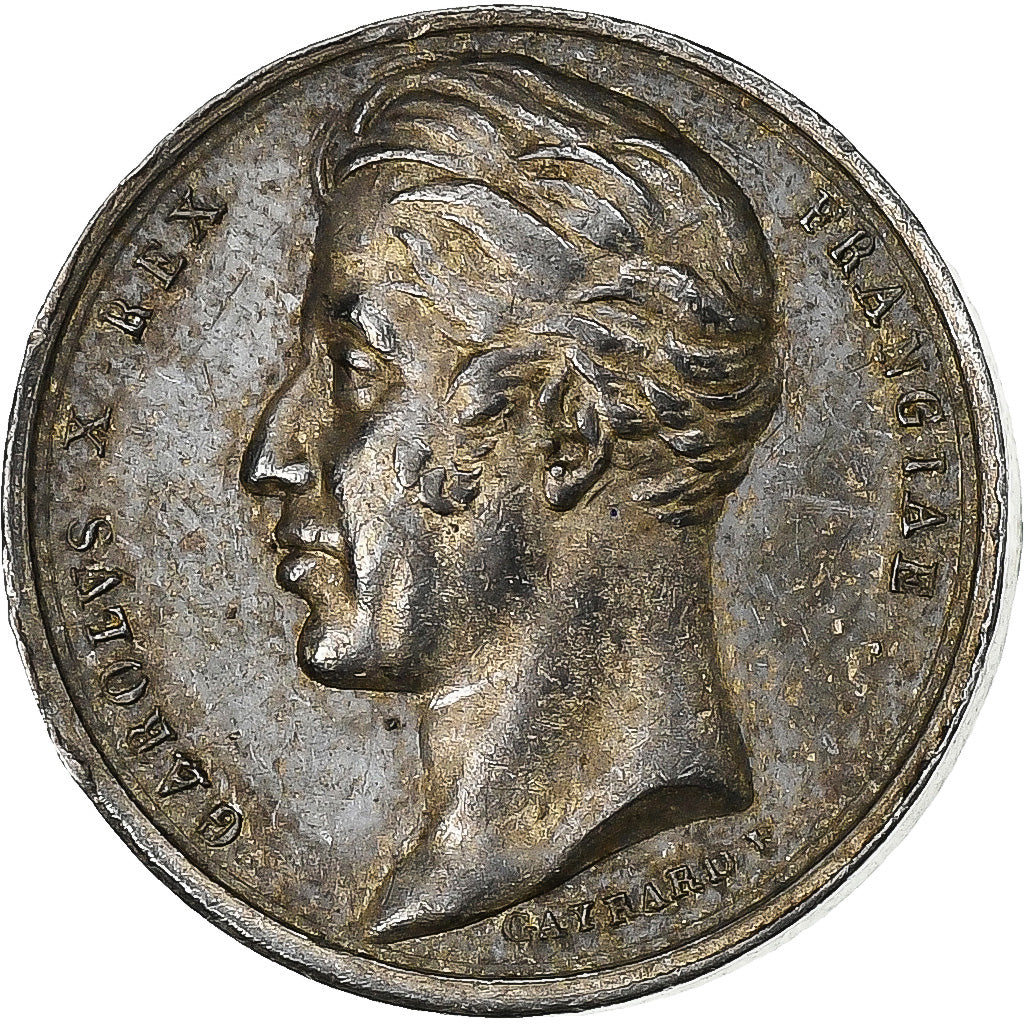 Francja, Quinaire, Karol X, Sacre à Reims, 1825, Srebro, Gayrard, EF(40-45)
